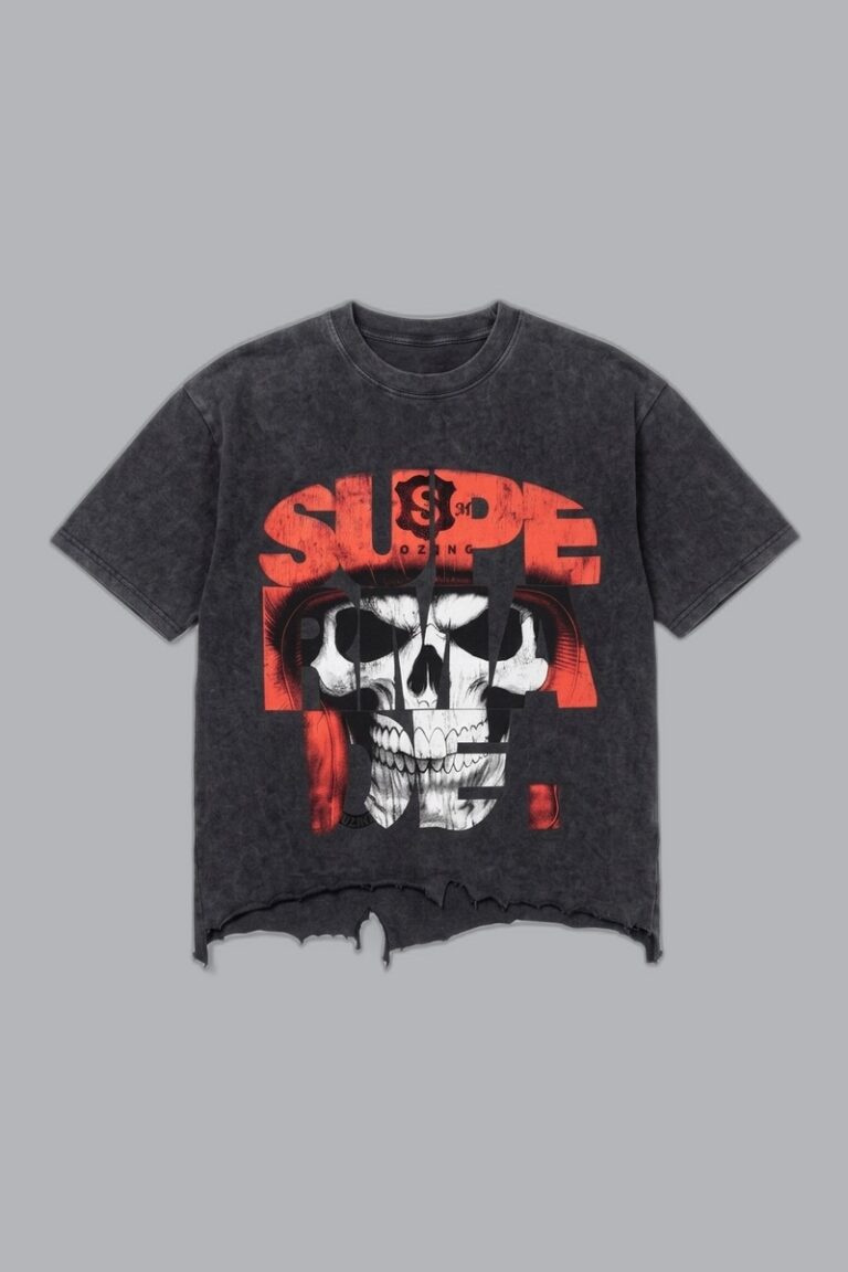 The washed graphic tee laid flat as a product shot on a plain background.