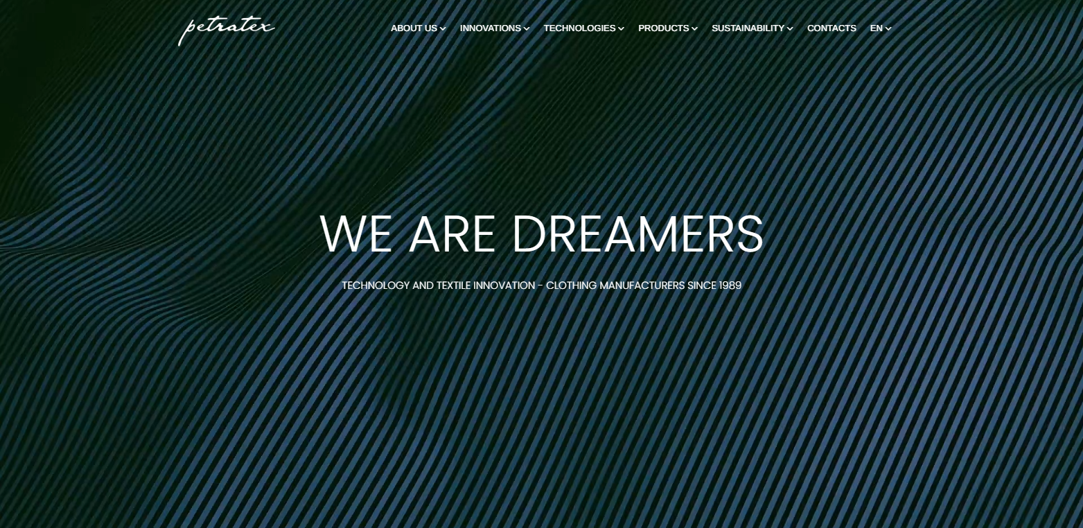 Petratex website homepage screenshot
