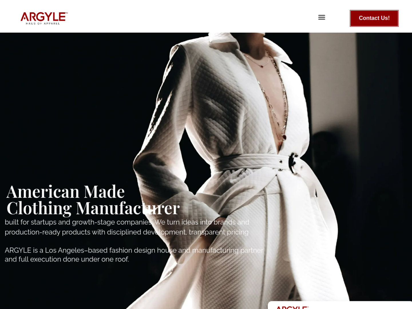 ARGYLE Haus of Apparel official website homepage
