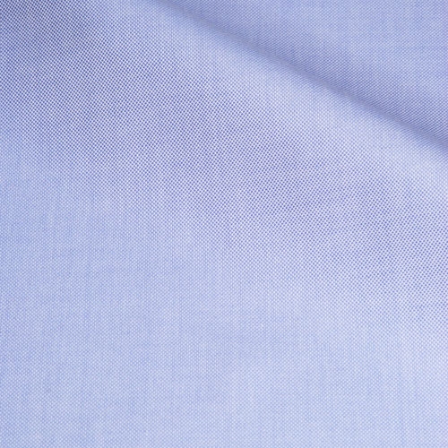 Light blue Royal Oxford fabric close-up showing its fine textured surface and subtle sheen.