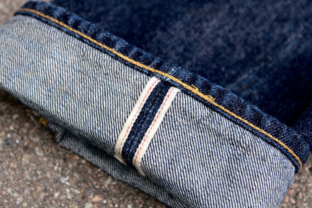 Selvedge denim cuff showing the self-finished edge