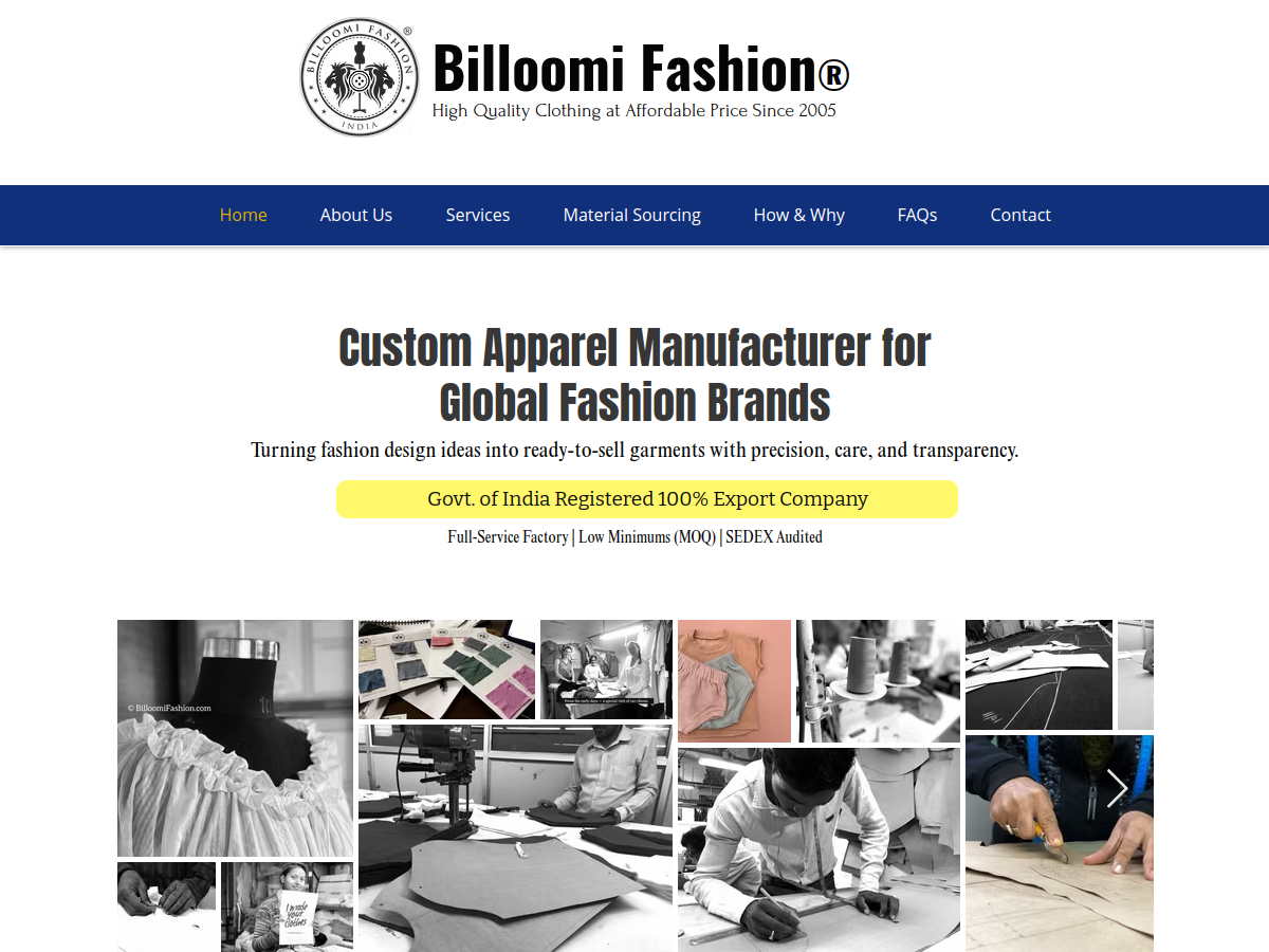 Billoomi Fashion official website homepage