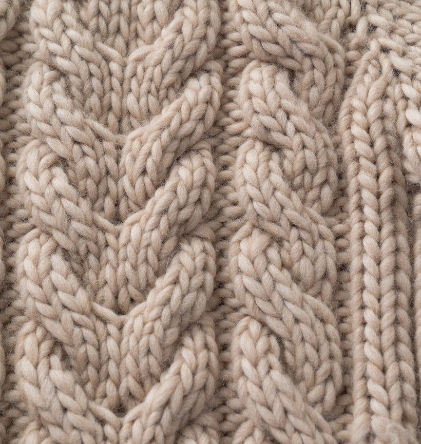 Cable-knit structure showing repeated raised crossings