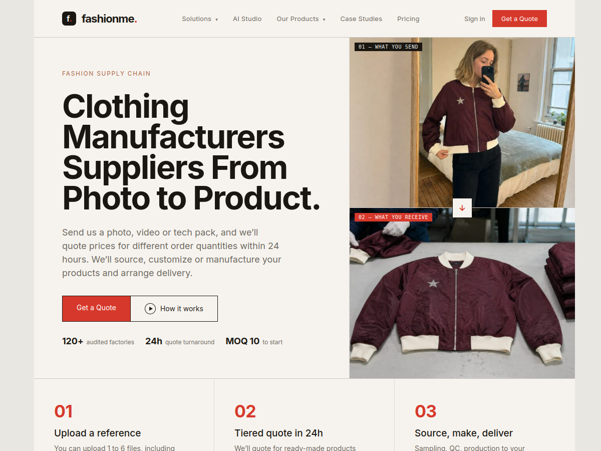 FashionMe website homepage screenshot