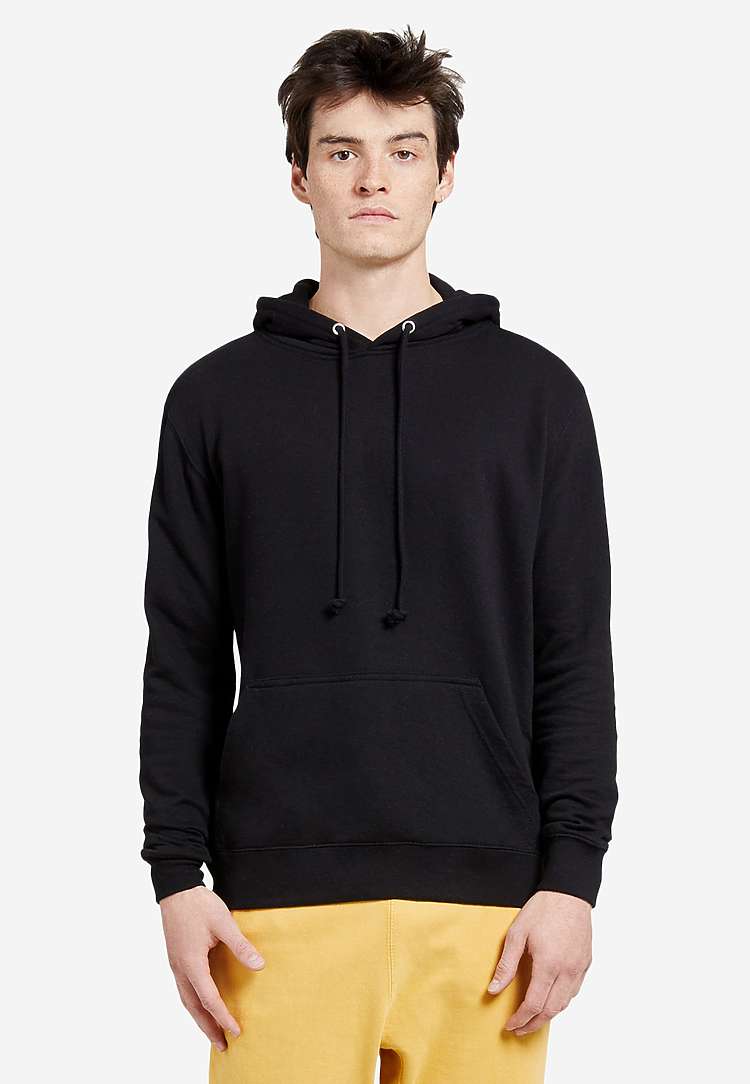 French terry pullover hoodie with a smooth knit face