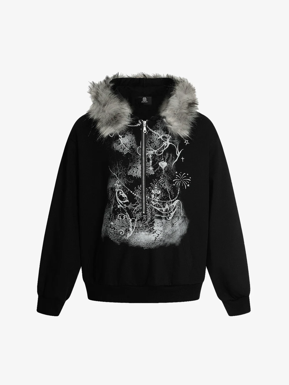 Half-zip hoodie with a short front zipper and hood