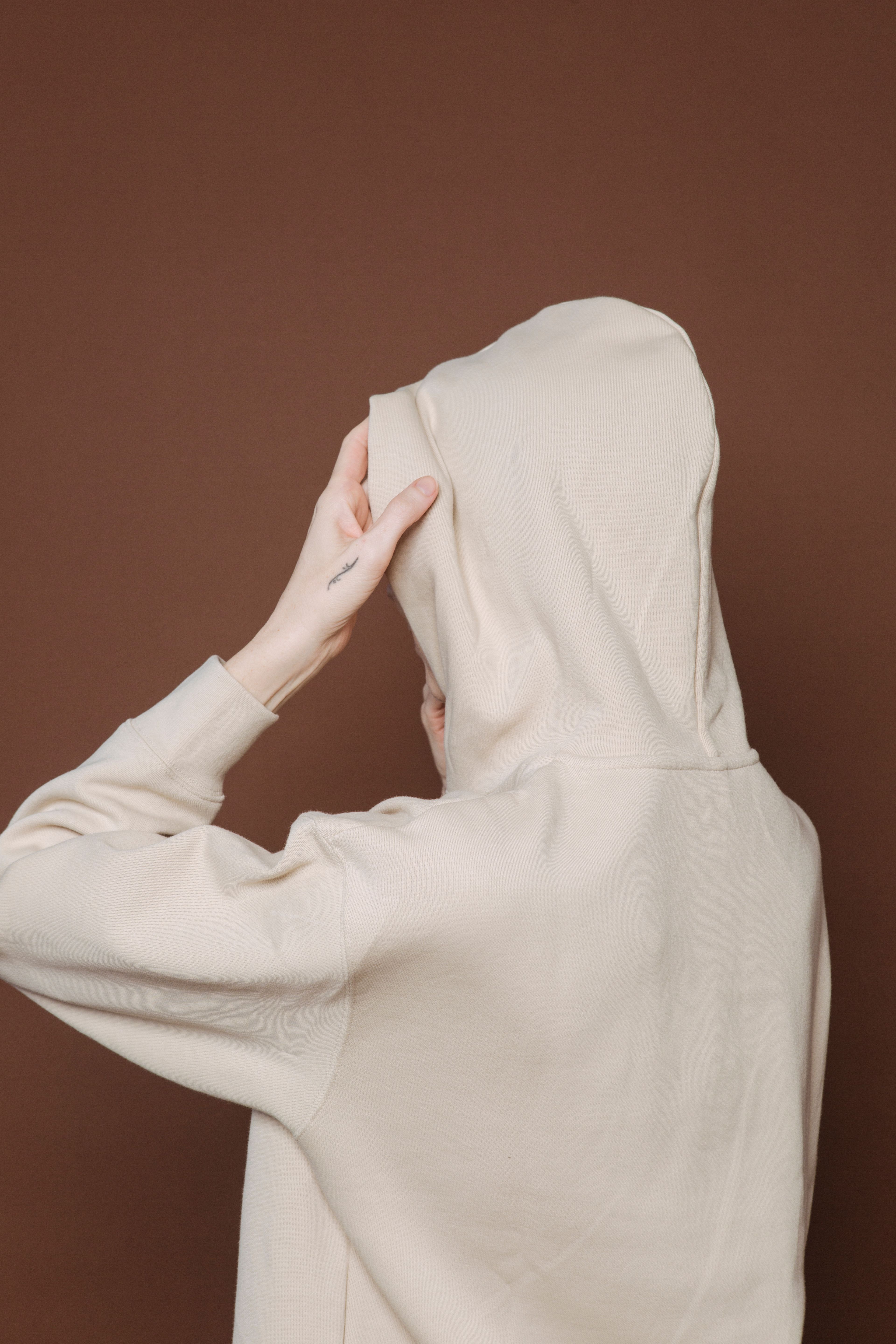 Hood seam and neckline construction viewed from the back.