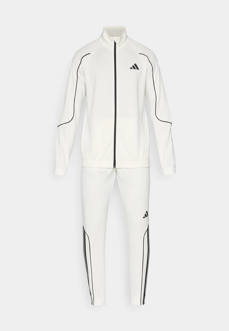 Matching track jacket and pants viewed together for shade comparison
