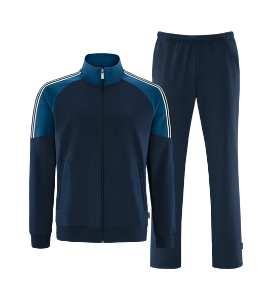 Navy full-zip tracksuit jacket and matching pants product reference