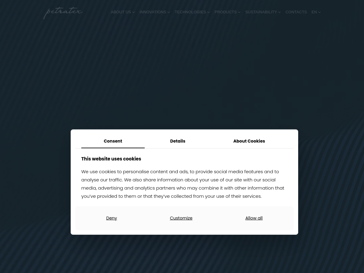 Petratex website homepage screenshot