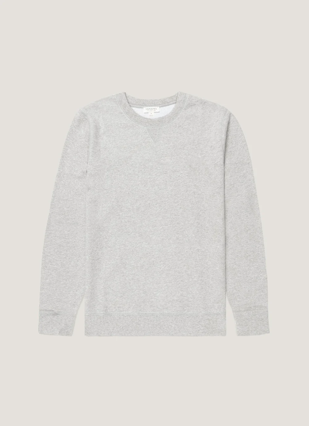Plain grey crewneck sweatshirt shown from the front.