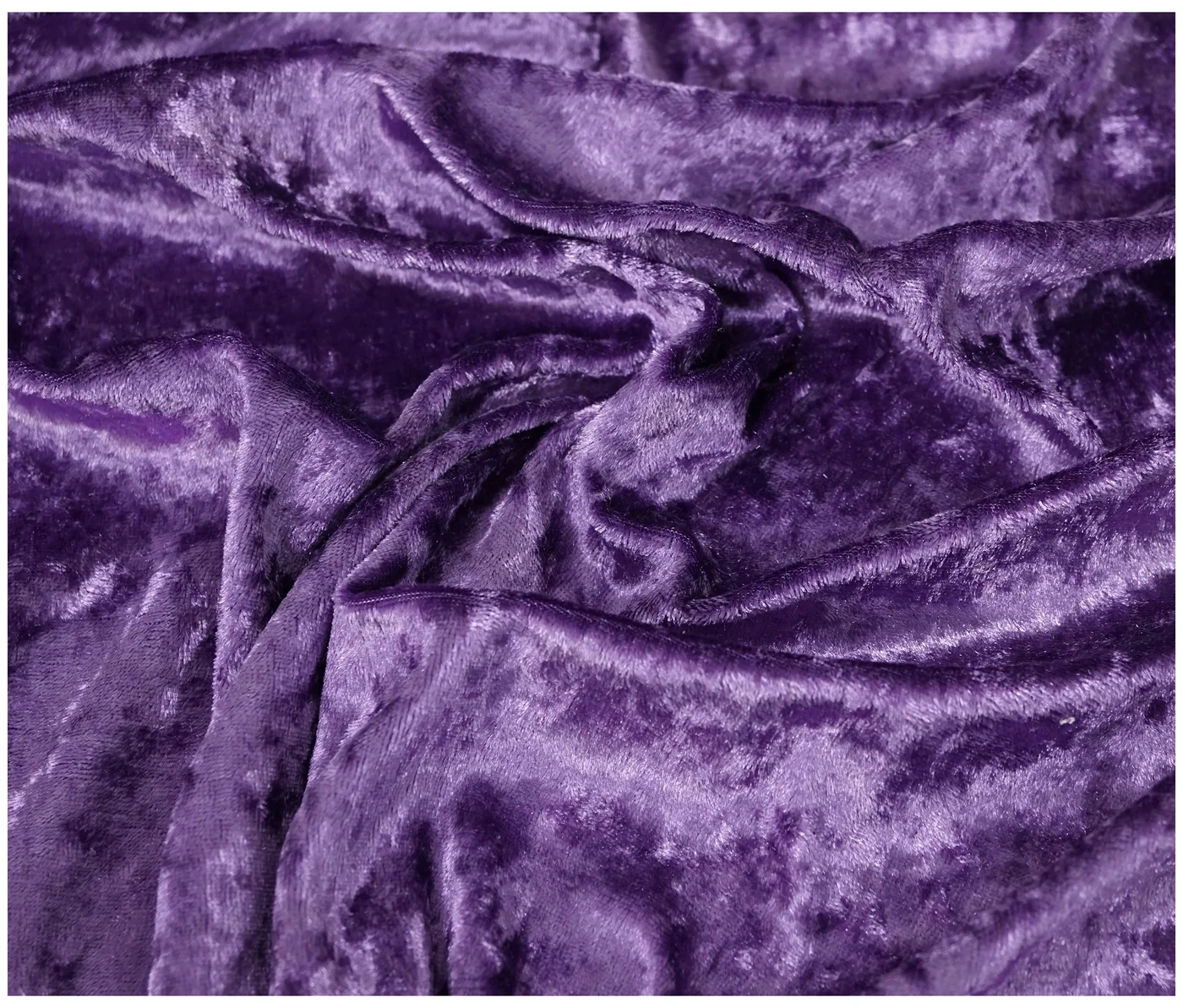 Purple crushed velvet with pile deliberately set in irregular directions.