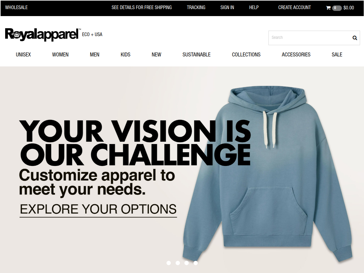Royal Apparel official website homepage