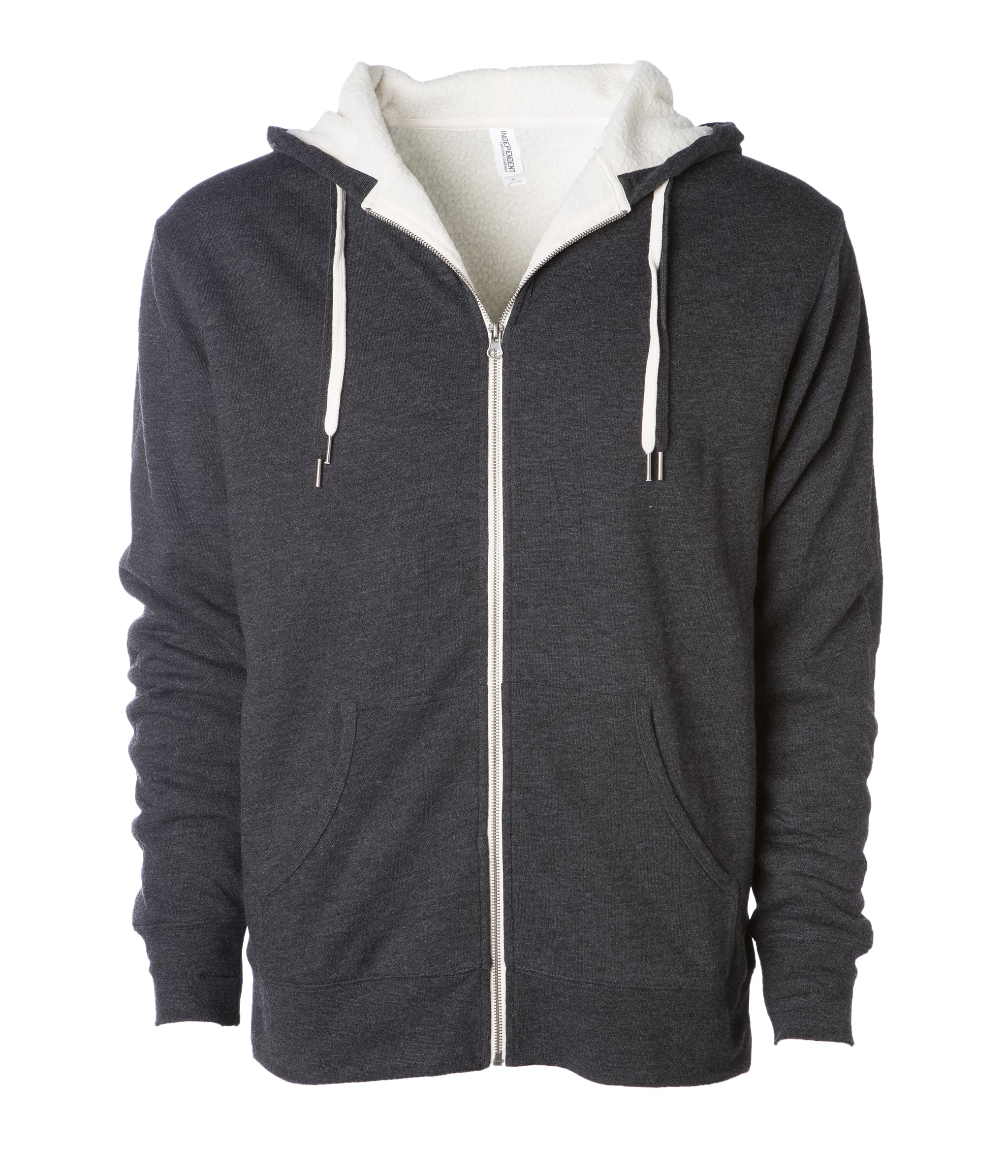 Sherpa-lined zip hoodie with thick pile lining