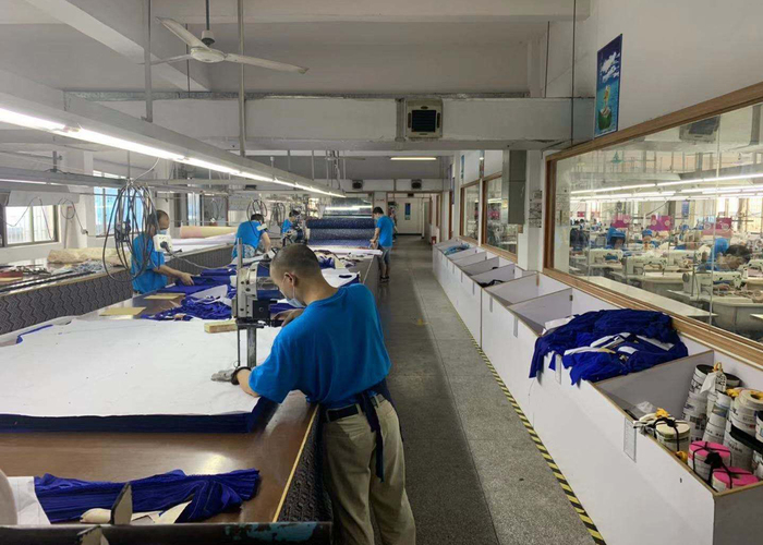 Sportswear factory cutting and bulk garment production floor