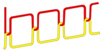 Stitch structure illustration: 301 lockstitch with needle and bobbin threads interlocking through the fabric.