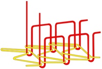 Stitch structure illustration: 406 two-needle coverseam showing two needle rows and an underside looper thread.