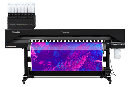 Sublimation-transfer inkjet printer producing a multicolored textile design