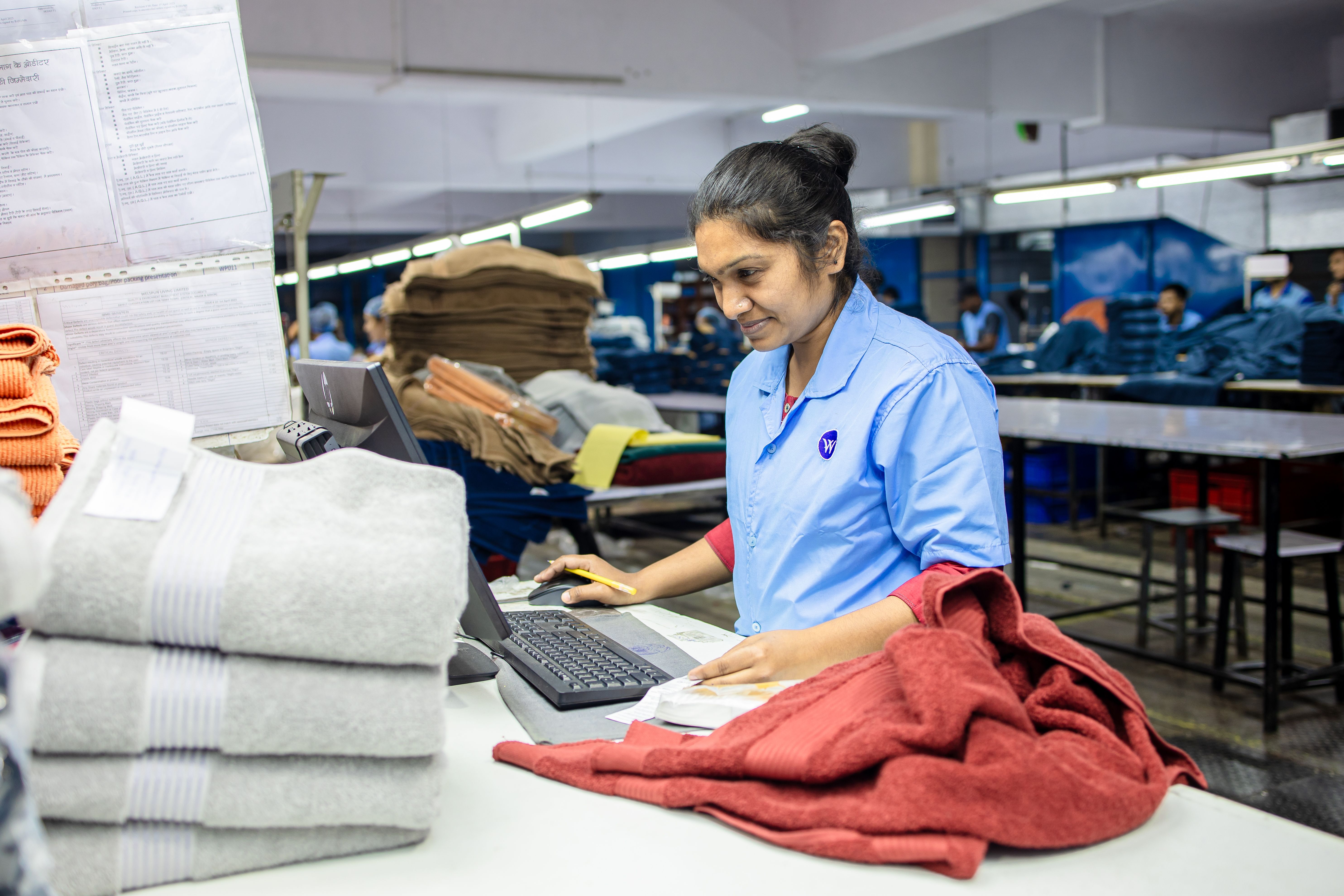 Textile factory production and quality-control workstation