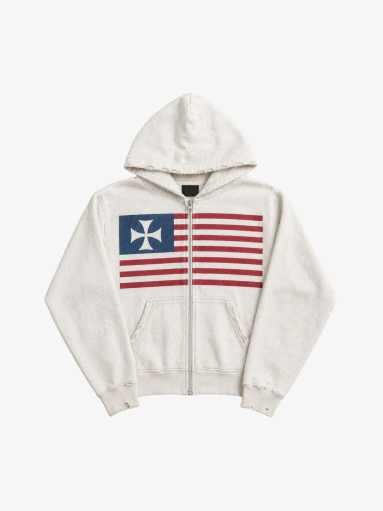 Customer-provided reference image — Getting the proportions right: a vintage-inspired off-white zip hoodie