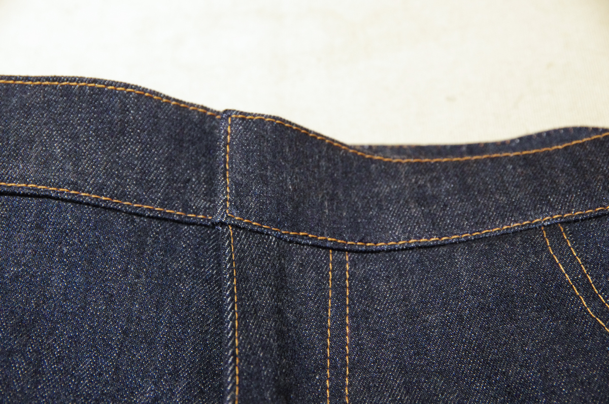Denim waistband seam intersection