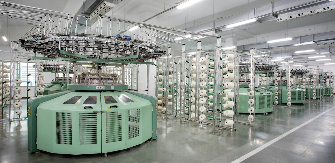 Industrial knitting machines in textile production