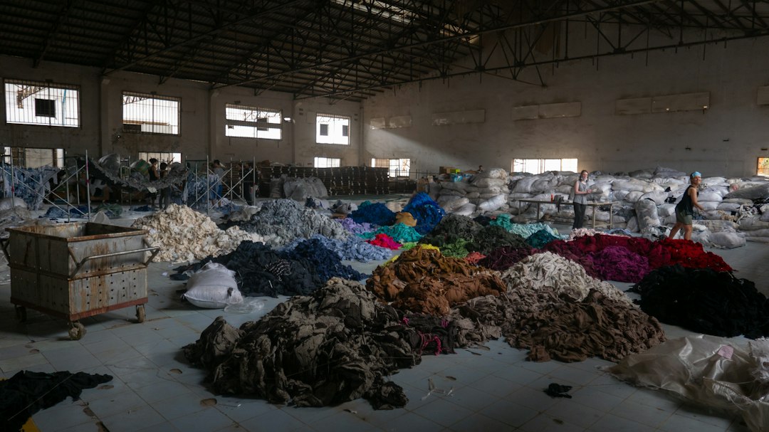Used clothing being sorted for textile recycling