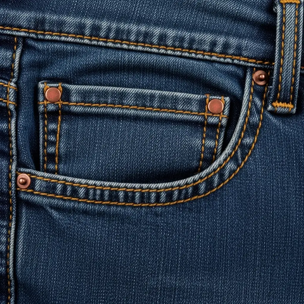 Five-pocket jean construction detail