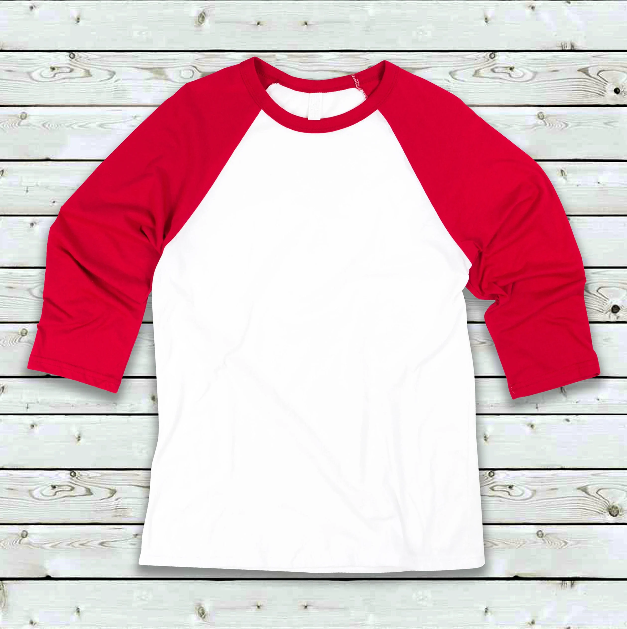 Red and white baseball tee
